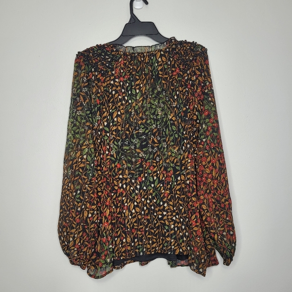 Maurices dark romantic peasant tie front long sleeve plus size top size 3x - Picture 3 of 8